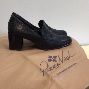 Patricia Nash Martha black dress shoes. 2 inch block heel.